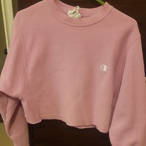 Champion Pink Cropped Crew Sweatshirt